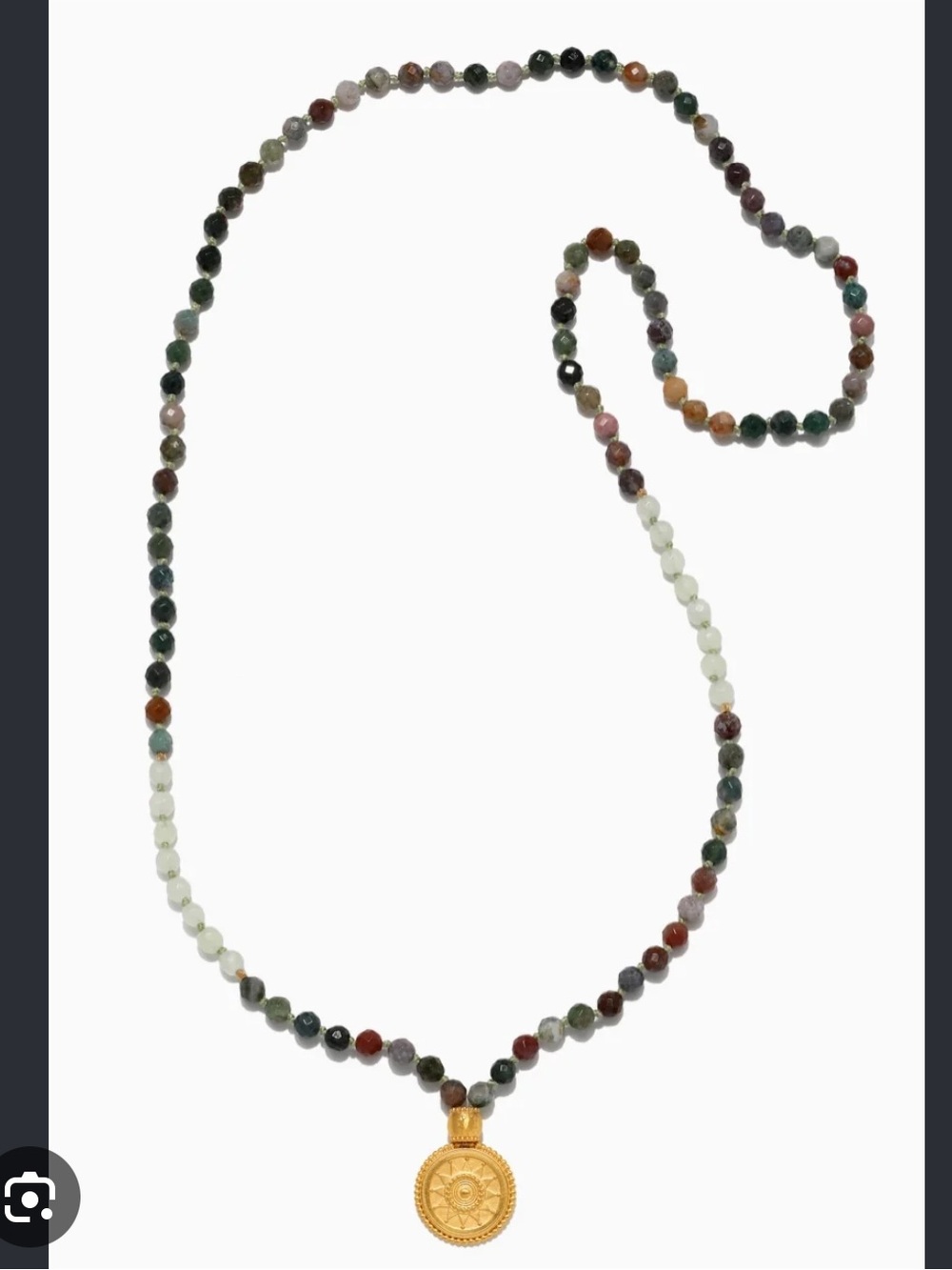 Satya jewlery Jasper Beaded Mala Necklace with Gold Pendant